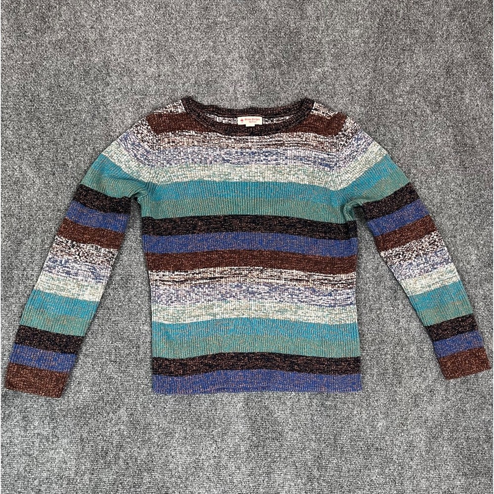 Brooks Brothers Multicolor  Striped Sweater Women's Long Sleeve Boat neck Size L